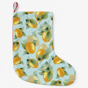 Petite Chaussette De Noël Citrons Feuilles : Aquarelle Impression transparen