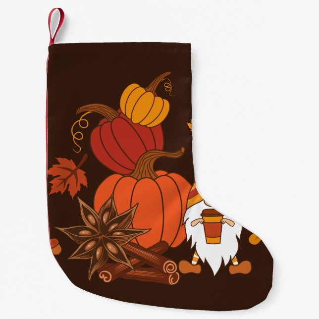Petite Chaussette De Noël Citrouille, anis étoilé, bâtonnets de cannelle, fe (Devant)