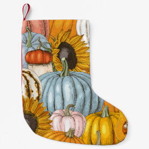 Petite Chaussette De Noël Citrouilles lumineuses, tournesols, motif dessiné