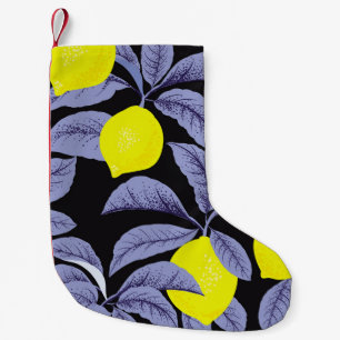 Petite Chaussette De Noël Citrus de citron, design vintage botanique.