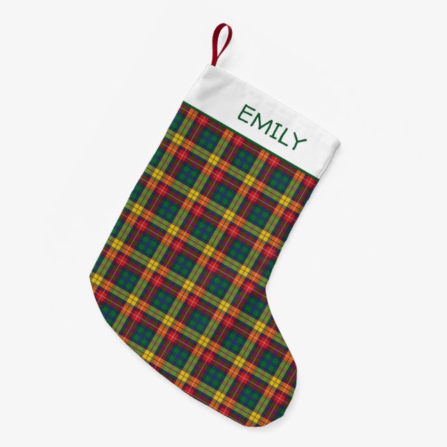 Petite Chaussette De Noël Clan Buchanan Plaid Nom personnalisé Tartan (Devant (Accrochage))
