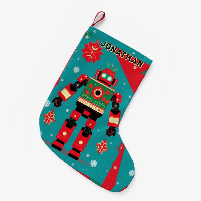 Petite Chaussette De Noël Classic Christmas Sweater Pattern Robot (Devant (Accrochage))