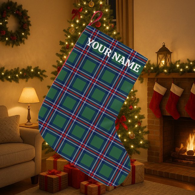 Petite Chaussette De Noël Classy tartan plaid pattern personalized (Tartan plaid Christmas stocking)