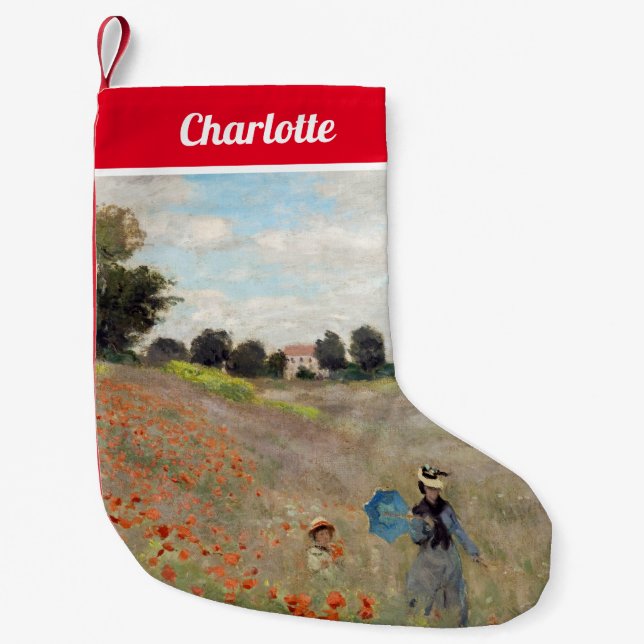 Petite Chaussette De Noël Claude Monet - Champ de coquelicots (Devant)