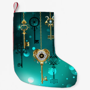 Petite Chaussette De Noël Clés squelettes antiques sur fond vert