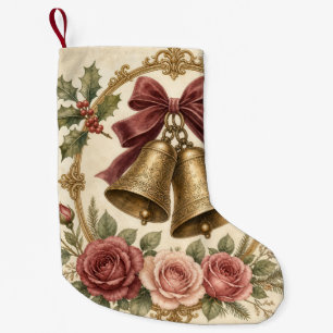 Petite Chaussette De Noël Cloche de Noël victorienne en or crème