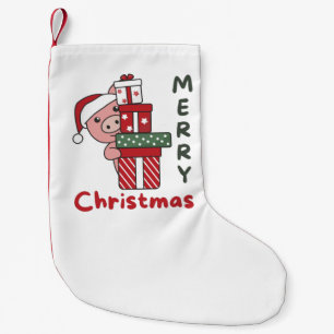 Petite Chaussette De Noël Cochon Noël Cadeau Animaux d'hiver Cochons