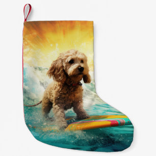 Petite Chaussette De Noël Cockapoo Beach Surf Paining