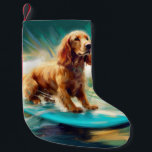 Petite Chaussette De Noël Cocker Spaniel Beach Surf Peinture<br><div class="desc">Plongez dans le monde ludique de l'aventure canine avec cette peinture captivante. Un chien en ébullition se rend aux vagues, chevauchant habilement le surf sur une plage baisée par le soleil. L'oeuvre d'art vibrante capte magnifiquement l'essence de l'excitation au bord de la plage tandis que le chien court sans crainte...</div>