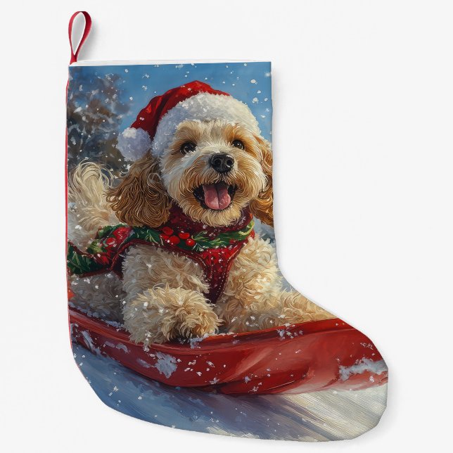 Petite Chaussette De Noël Cocker Spaniel Chien dans Sledge Let it neige Noël (Devant)