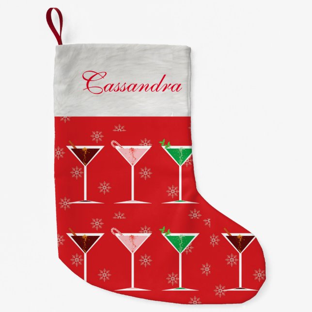 Petite Chaussette De Noël Cocktails de Noël Cute Custom Christmas Stocker (Devant)