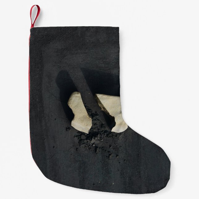 Petite Chaussette De Noël Coeur blanc en forme de surface noire (Devant)
