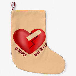 Petite Chaussette De Noël Coeur brisé guéri avec patch et citation de vie