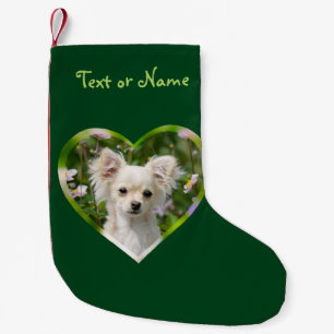 Petite Chaussette De Noël Coeur crème mignon d'animal familier de chiot de