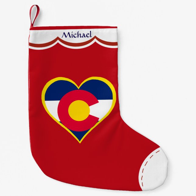Petite Chaussette De Noël Coeur de drapeau du Colorado personnalisé (Devant)