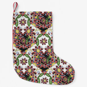Petite Chaussette De Noël Coeurs colorés, Motif romantique sans couture.