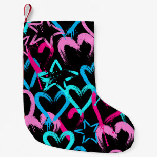 Petite Chaussette De Noël Coeurs et étoiles brillants, motif sans soudure.
