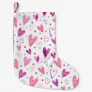 Petite Chaussette De Noël Coeurs et Pois roses : Plaisir romantique.