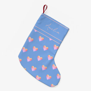 Petite Chaussette De Noël Coeurs modernes Pastel Personnalisé
