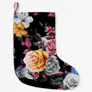 Petite Chaussette De Noël Colibri, rose : arrière - plan noir aquarelle