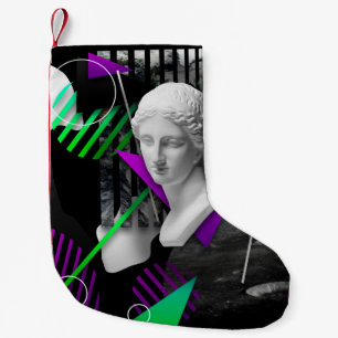 Petite Chaussette De Noël Collage d'art contemporain avec statue de tête en