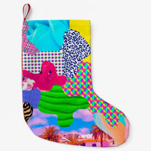 Petite Chaussette De Noël Collage d'art contemporain. Mélange textuelle styl