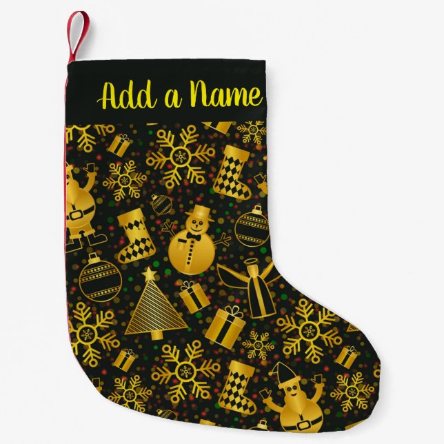 Petite Chaussette De Noël Collage de Noël métallique (Devant)