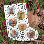 Petite Chaussette De Noël Collage Photo Animaux Empreintes de pattes Coeurs<br><div class="desc">Décorez votre maison et gâtez votre animal de compagnie préféré avec ce collage photo super mignon personnalisé et monogramme de noël plein avec empreintes de pattes parties scintillant. 12 photos, 6 de chaque côté, pour toutes vos années préférées photos et souvenirs. Vous pouvez faire une photo pour célébrer chaque mois...</div>