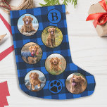 Petite Chaussette De Noël Collage photo pour animal de compagnie personnalis<br><div class="desc">Décorez votre maison et gâtez votre animal de compagnie préféré avec ce collage photo de animal de compagnie super mignon et amusant et monogramme de noël stockking dans un tableau de buffle bleu et noir. 12 photos, 6 de chaque côté, pour toutes vos années préférées photos et souvenirs. Vous pouvez...</div>