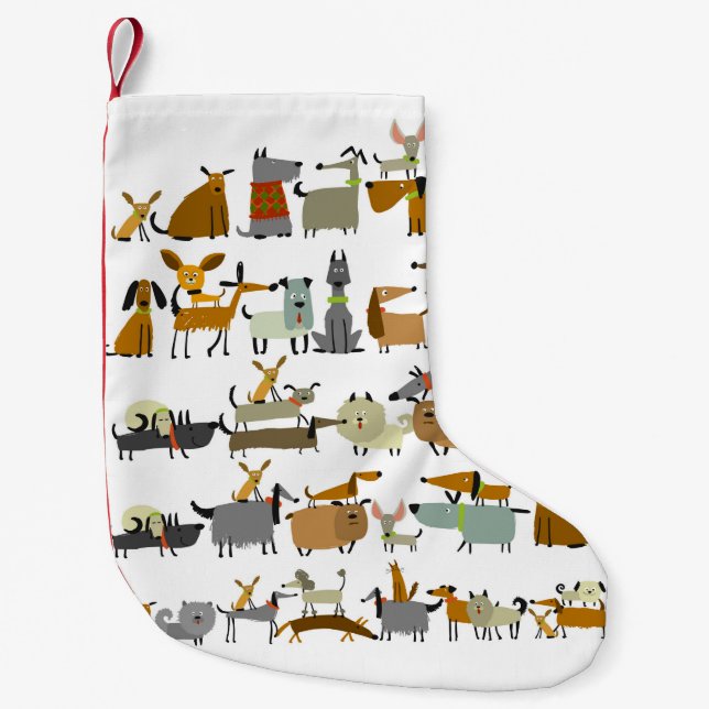 Petite Chaussette De Noël Collection de chiens mignons, croquis illustration (Devant)