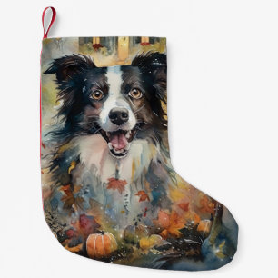 Petite Chaussette De Noël Collie frontalier d'Halloween avec effroi Citrouil