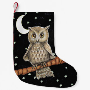 Petite Chaussette De Noël Collier de hibou Brown vintage Crescent Lune Étoil
