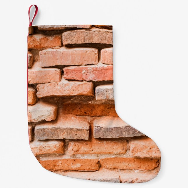 Petite Chaussette De Noël Collier vieux mur de brique arrière - plan et text (Devant)