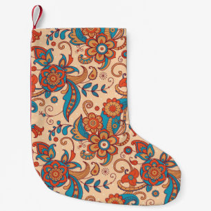 Petite Chaussette De Noël Coloré floral continu motif