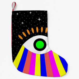 Petite Chaussette De Noël Coloré tout yeux plat design avec étoiles et