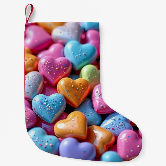 Petite Chaussette De Noël Colorful Candy Love Hearts (Devant)