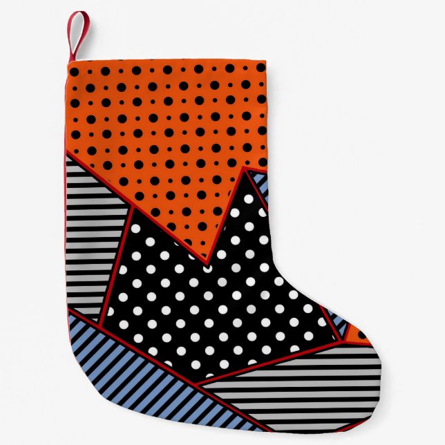 Petite Chaussette De Noël Composition géométrique Abstraite : Bleu orange (Devant)