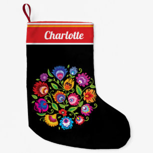 Petite Chaussette De Noël Composition ronde du folklore polonais à 2 côté