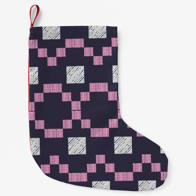 Petite Chaussette De Noël Conception avec hachure manuelle. L'ornement ethni (Devant)
