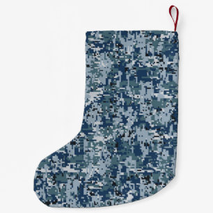 Petite Chaussette De Noël Conception de camouflage numérique bleu marine