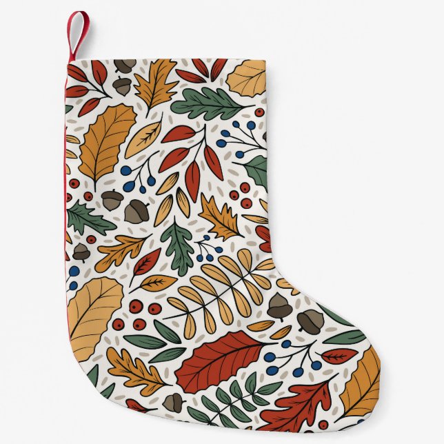 Petite Chaussette De Noël Conception de Carré feuille couleur automne (Devant)