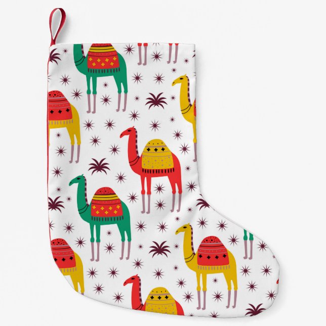 Petite Chaussette De Noël Conception de couleur à plat motif Camel (Devant)