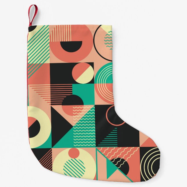 Petite Chaussette De Noël Conception de Motif géométrique rétro (Devant)