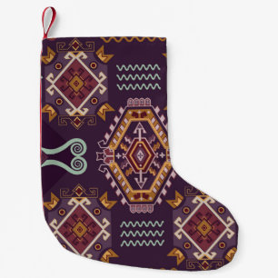 Petite Chaussette De Noël Conception géométrique ethnique colorée et transpa