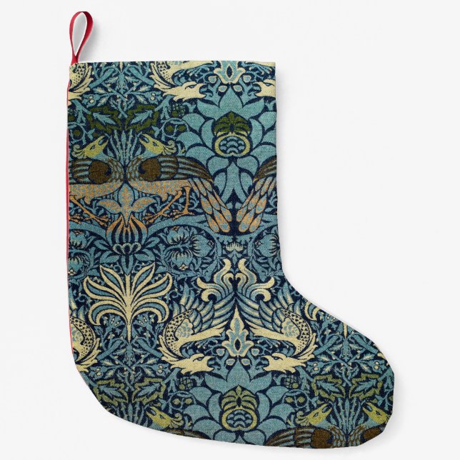 Petite Chaussette De Noël Conception tissée de paon et de dragon de William  (Devant)