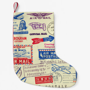 Petite Chaussette De Noël Conception vintage du jeu de timbres de document.