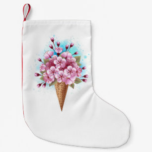Petite Chaussette De Noël Cône rose Sakura crème glacée gaufre