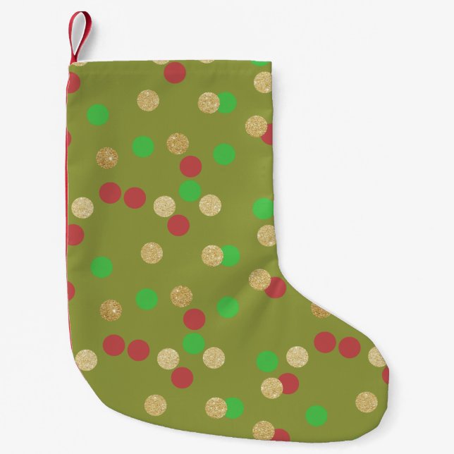 Petite Chaussette De Noël confettis verts rouges de Noël de parties (Devant)