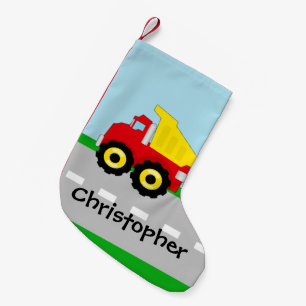 Petite Chaussette De Noël Construction Dumptruck de garçons d'enfants