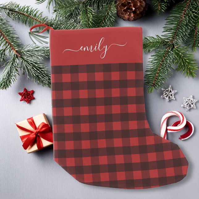 Petite Chaussette De Noël Contrôle de Buffalo Plaid (Créateur téléchargé)